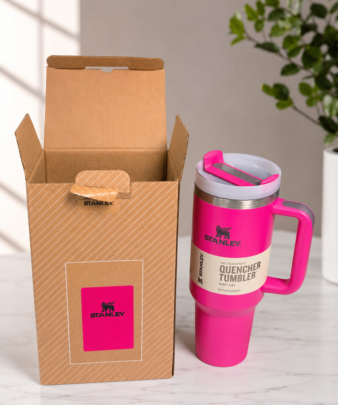 Stanley Quencher H2.0 FlowState Tumbler – Pink, Insulated Travel Cup with Handle & Straw