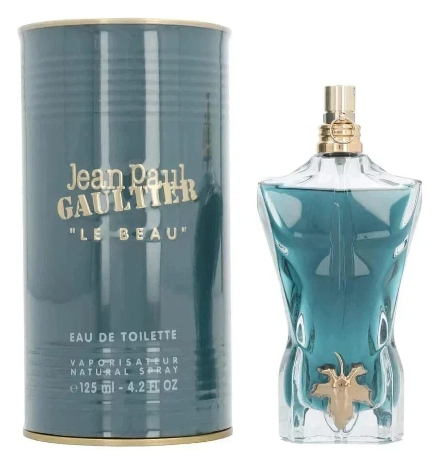 Jean Paul Gaultier perfume bottle and packaging on a white background