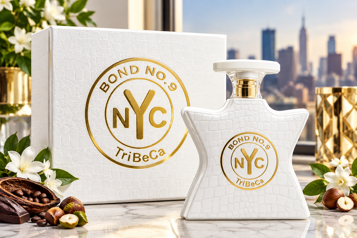Bond No. 9 TriBeCa Eau de Parfum white bottle and matching box