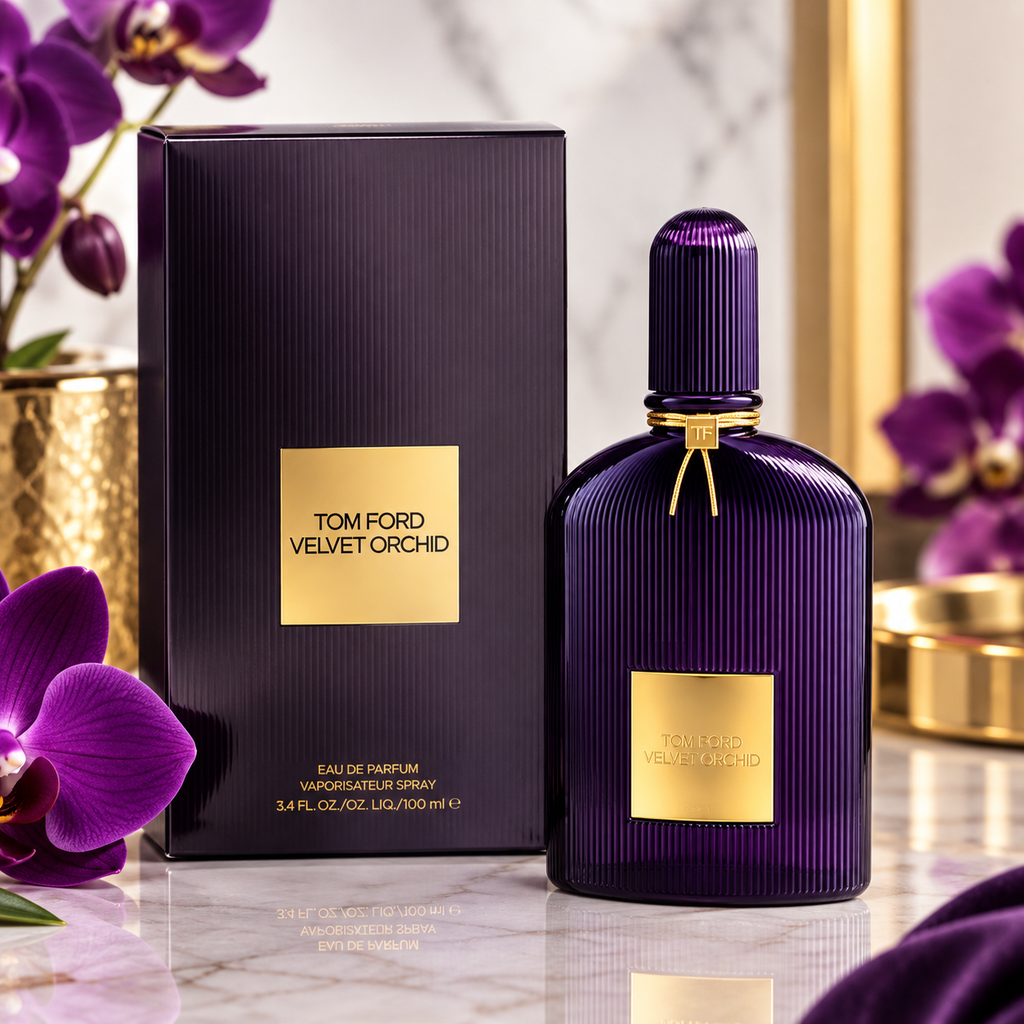 Tom Ford Velvet Orchid Eau de Parfum 100ml purple bottle and box